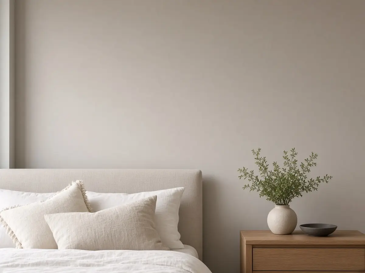 A smoothly rolled eggshell bedroom wall with no roller marks